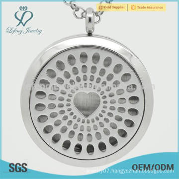 Fashion hollow heart essential oil locket design,aromatherapy locket necklace